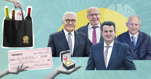 (Ex)-Minister Steinmeier, Schäuble, Altmaier, Heil mit Geschenken (Symbolbild)