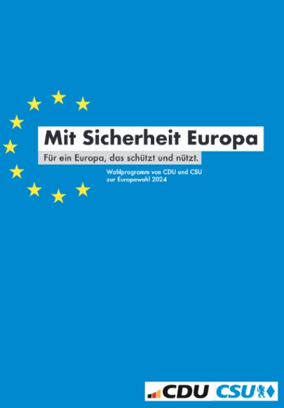 Titelseite des Wahlprogramms "Mit Sicherheit Europa"