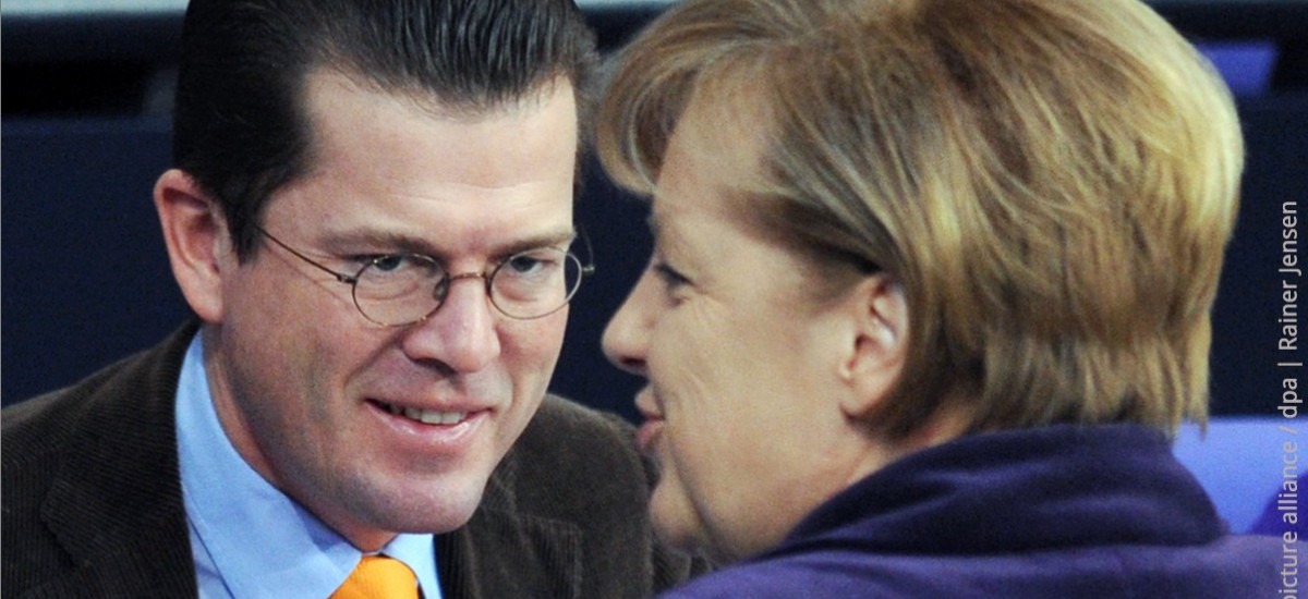 Karl-Theodor zu Guttenberg, Angela Merkel (Foto: picture alliance / dpa | Rainer Jensen)