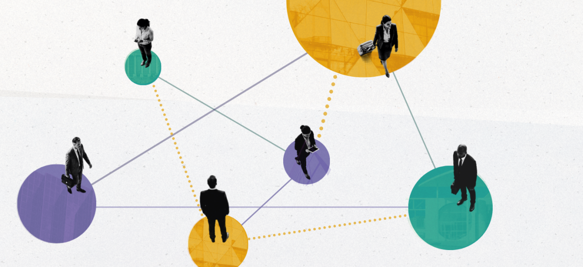 Schematische Grafik, die Verbindungen zwischen Lobbyist:innen und Bundesbehörden zeigt