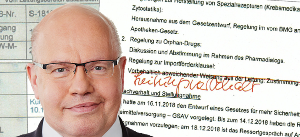 Peter Altmaier, Ausriss aus Ministeriumsakte