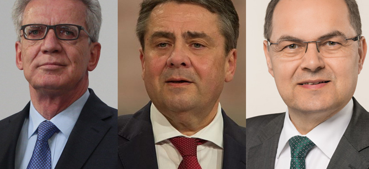 Ex-Minister Thomas de Maizière, Sigmar Gabriel und Peter Schmidt