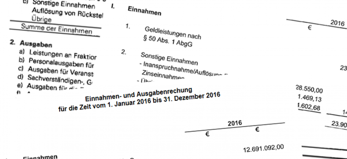 Ausrisse Rechnungen der Fraktionen 2016