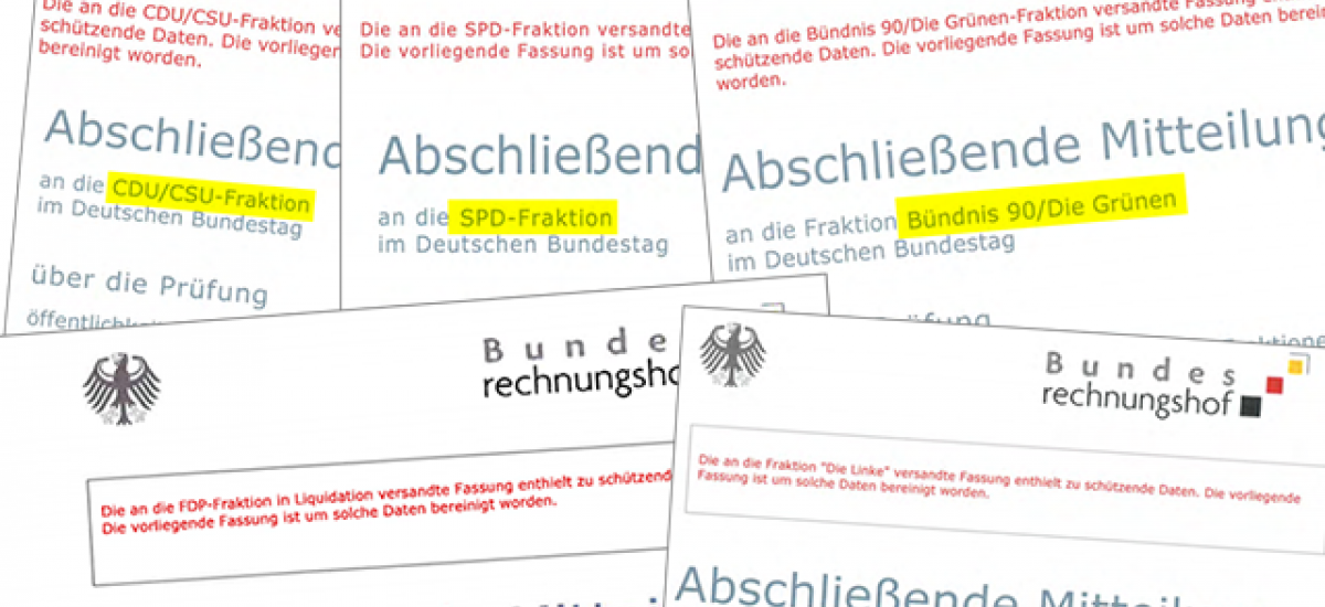 Rechnungshofberichte zu Fraktionsfinanzen 2013 (Deckblätter)