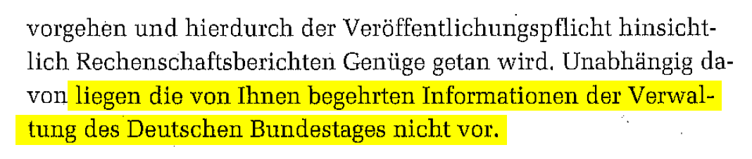 Ausriss aus Widerspruchsbescheid des Bundestages vom 3.2.2016