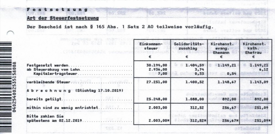 Steuerbescheid 2018 Frank Henning (SPD)