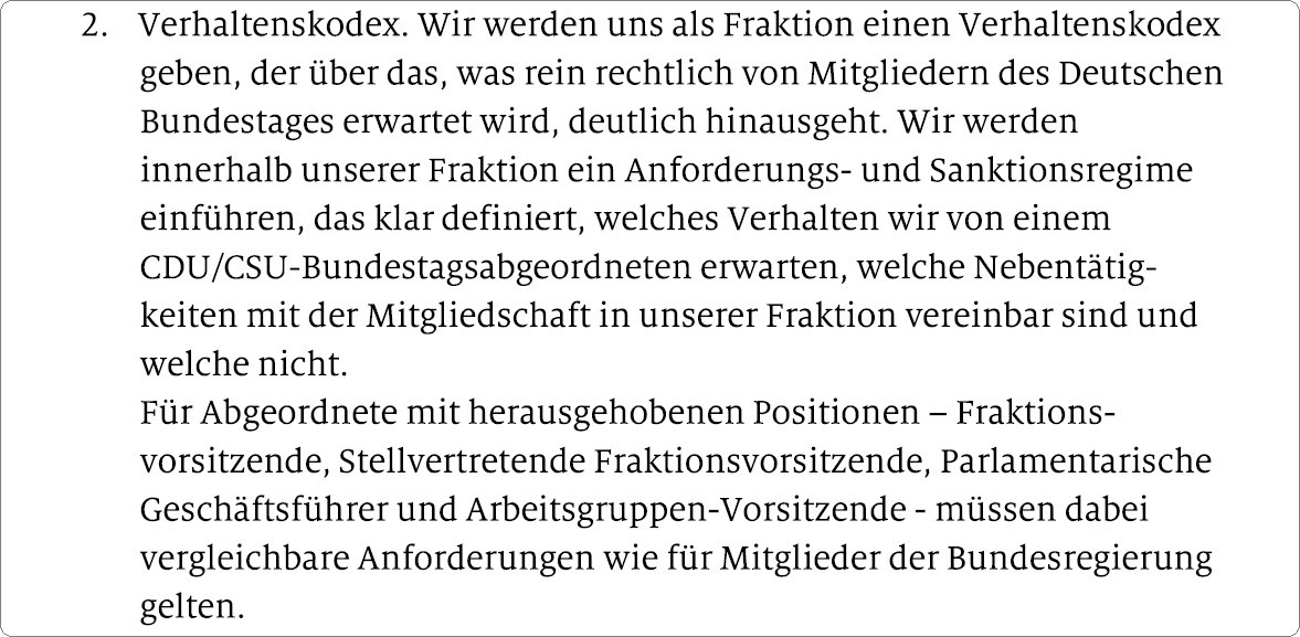 Auszug aus Schreiben der Unionsfraktionsführung vom 8. März 2021 an die Fraktionsmitglieder