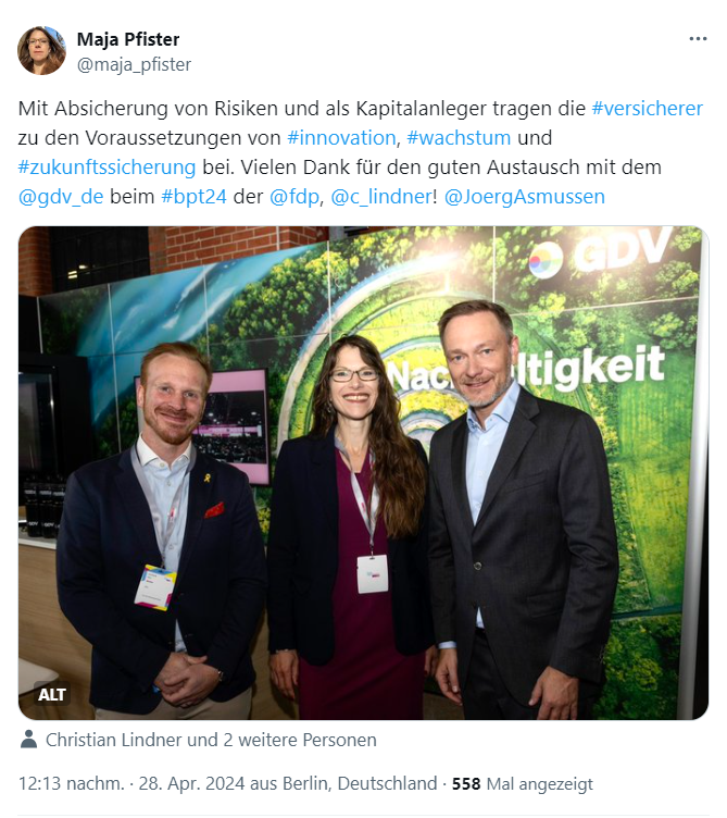 FDP-Chef Christian Lindner mit Lobbyistin beim Parteitag im April 2024