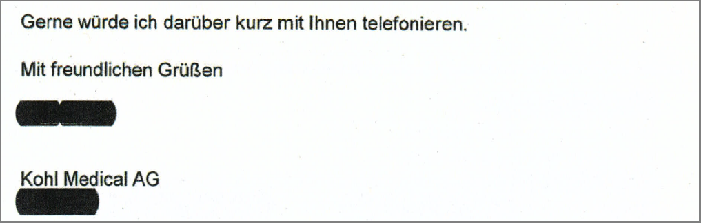 Ausriss aus Akte Wirtschaftsministerium: Lobbymail Kohlpharma vom 11.1.2019