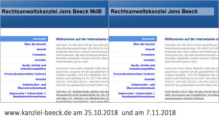www.kanzlei-beeck.de am 25.10.2018 und am 7.11.2018
