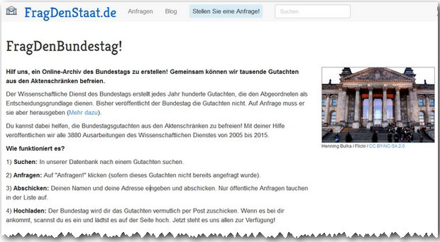 Screenshot FragDenBundestag