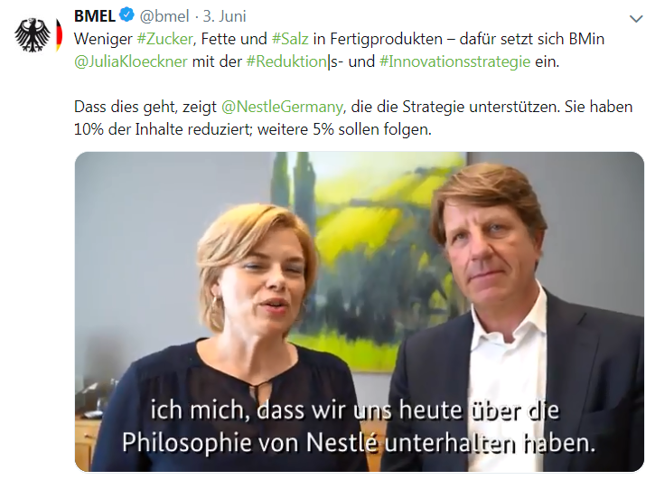 Tweet Kloeckner/Nestle-Chef vom 3.6.2019