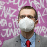 Steffen Männig Steffen Kate M. mit Maske im Wahlkreis Reinickendorf 1