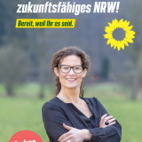 Andrea Lamberti Landschaftaufnahme mit Text "Für ein zukunftsfähiges NRW!"