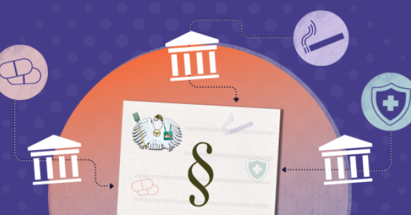 Symbolische Grafik mit dem Thema: Einflussnahme von Lobbybranchen auf Gesetze über die Bundesministerien
