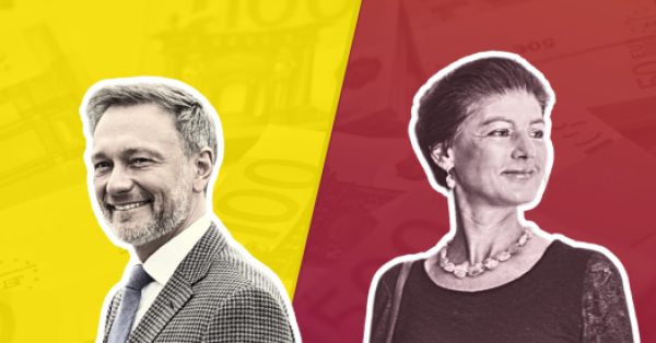 Zu sehen sind Christian Lindner und Sahra Wagenknecht, welche FPD und BSW 2024 geführt haben