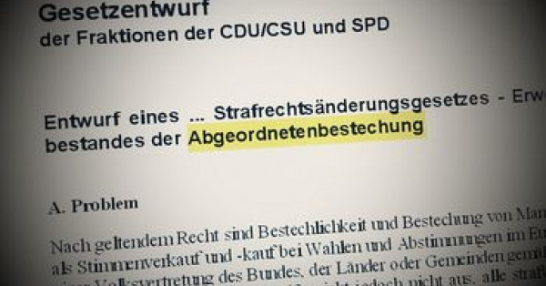 Screenshot Gesetzentwurf Abgeordnetenbestechung