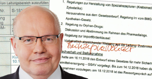 Peter Altmaier, Ausriss aus Ministeriumsakte