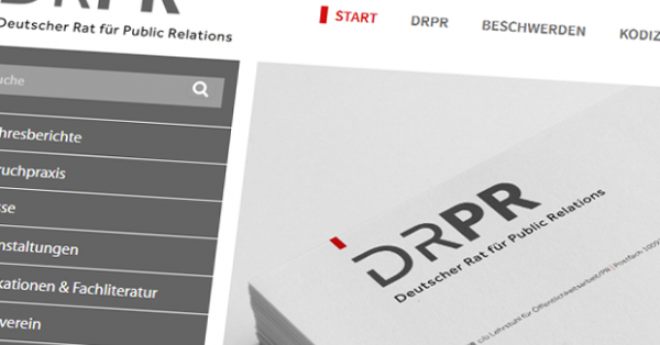 Screenshot von der Homepage des DRPR