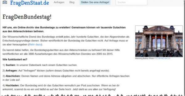 Screenshot FragDenBundestag