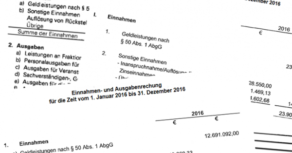 Ausrisse Rechnungen der Fraktionen 2016