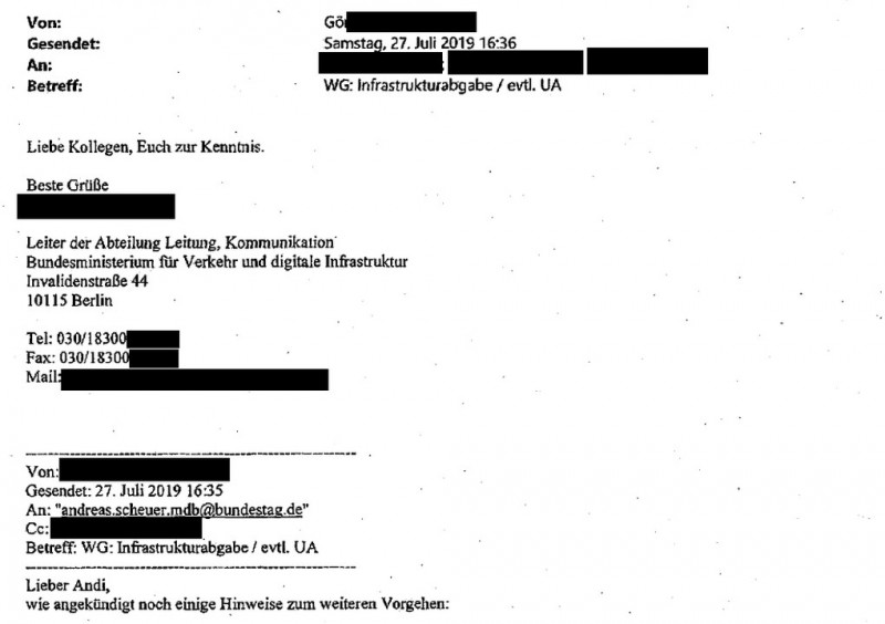 Interne Mail vom 27. Juli 2019 an Minister Scheuer (Teil 3, Weiterleitung)