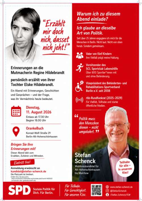 11.08.26: Erinnerungen an die Mutmacherin Regine Hildebrandt
