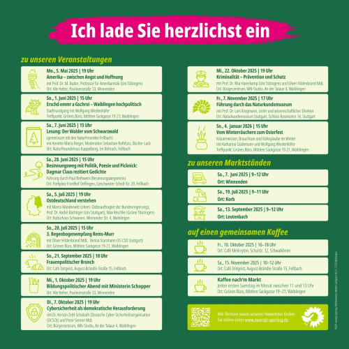 Jahresprogramm Veranstaltungen 2025