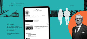 Lobbyismus-Experiment - Hinter den Kulissen Collage aus fiktiver Lobbyagentur-Website, falschem LinkedIn-Profil und einem Foto des Schauspielers, der den Agentur-Chef spielt