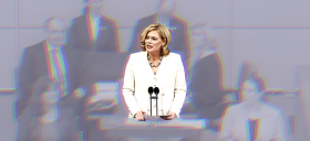 Bundestagspräsidentin Julia Klöckner Julia Klöckner am Pult des Bundestagspräsidiums im Deutschen Bundestag